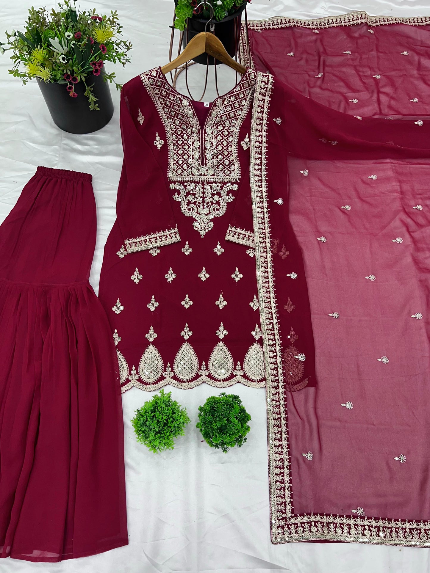 Elegant Embroidered Sequence Designer Sharara Set