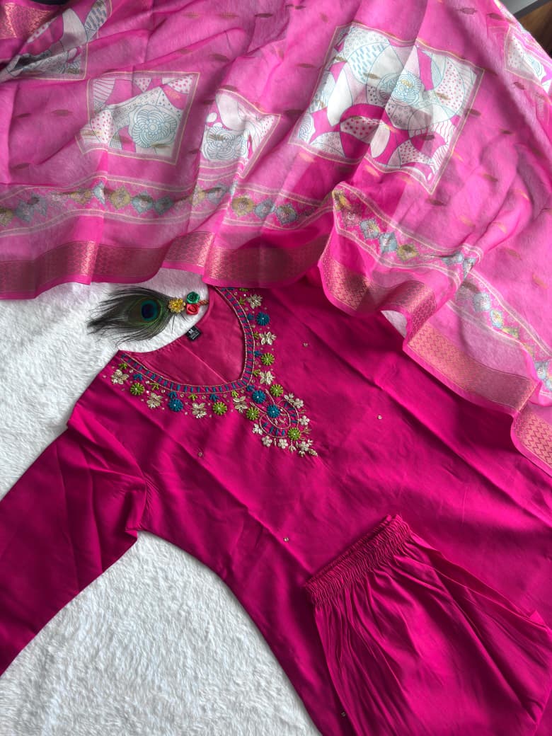 New Designers Kurti Pent Dupatta Set