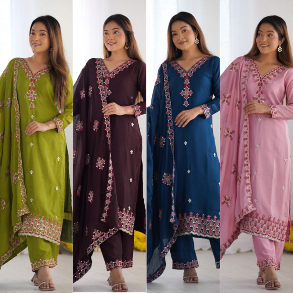 Party Wear Look Top-Bottom and Dupatta With Heavy Embroidery Work*π₯π