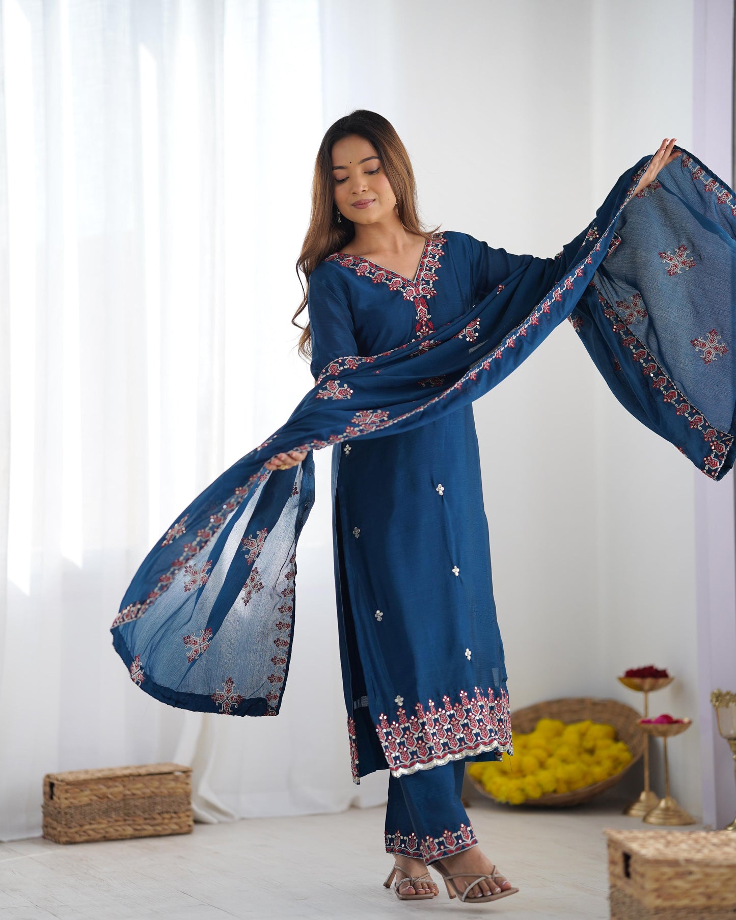 Party Wear Look Top-Bottom and Dupatta With Heavy Embroidery Work*π₯π