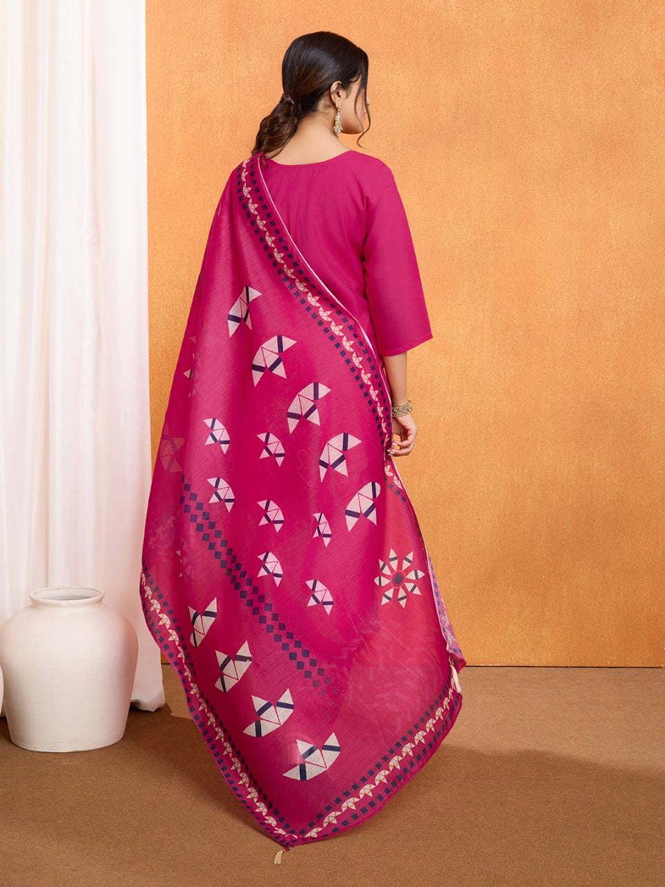 Embroidery with Hand Mirror Work Roman Silk Kurti Set