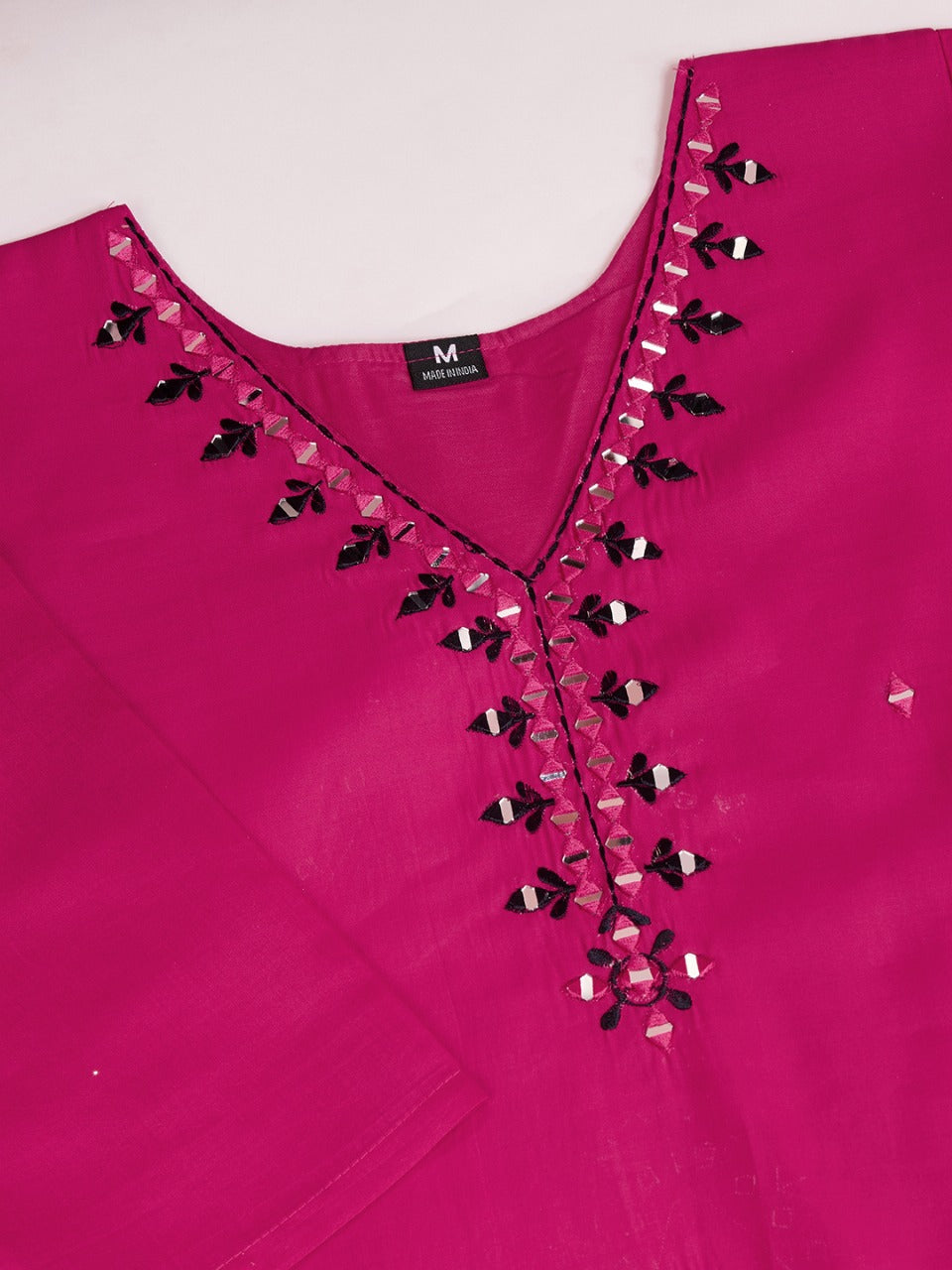 Embroidery with Hand Mirror Work Roman Silk Kurti Set