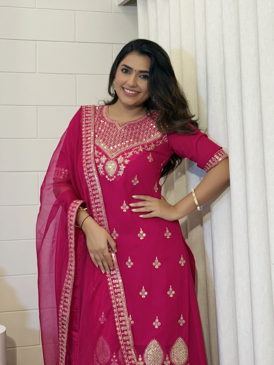 Embroidered Sequence Short Kurti Set