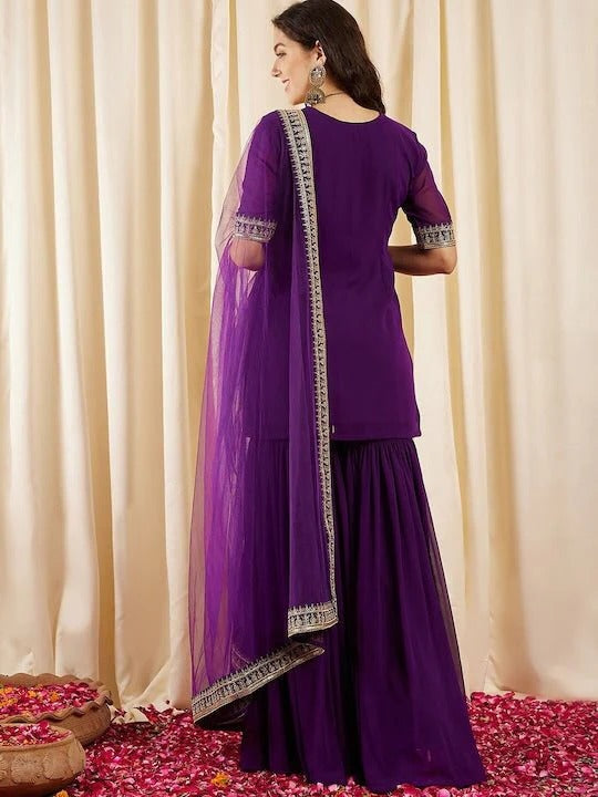 Embroidered Sequence Short Kurti Set