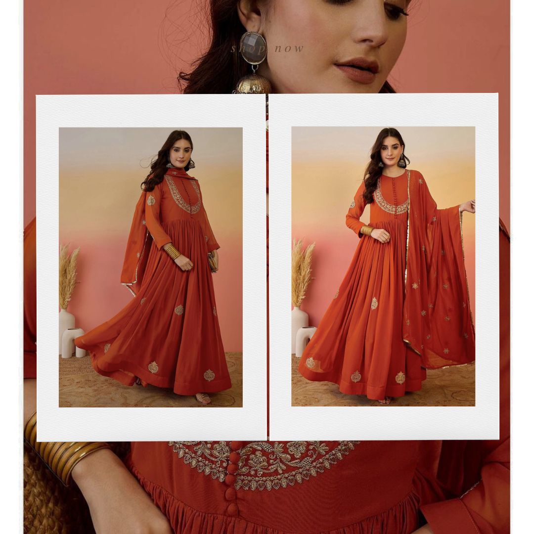 Faux Georgette With Embroidery Sequence Work Gown And Dupatta