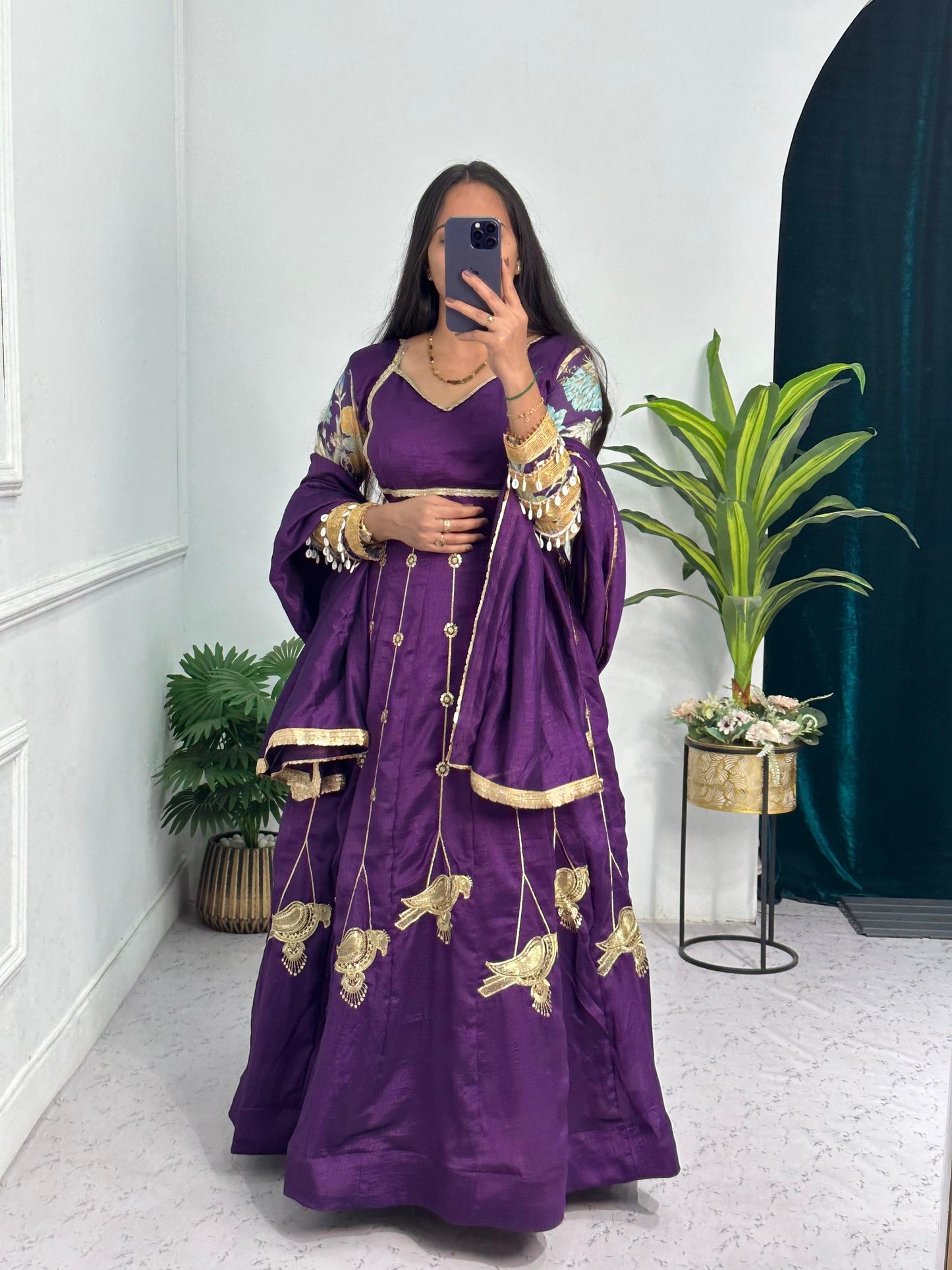 GOWN WITH DUPATTA & FULL EMBROIDERED ON BLOOMING VICHITRA FABRIC🥻