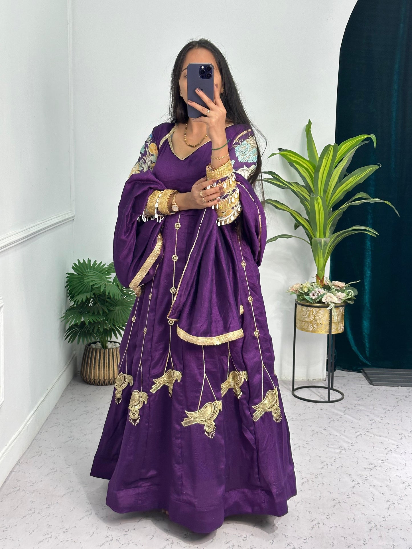 GOWN WITH DUPATTA & FULL EMBROIDERED ON BLOOMING VICHITRA FABRIC🥻