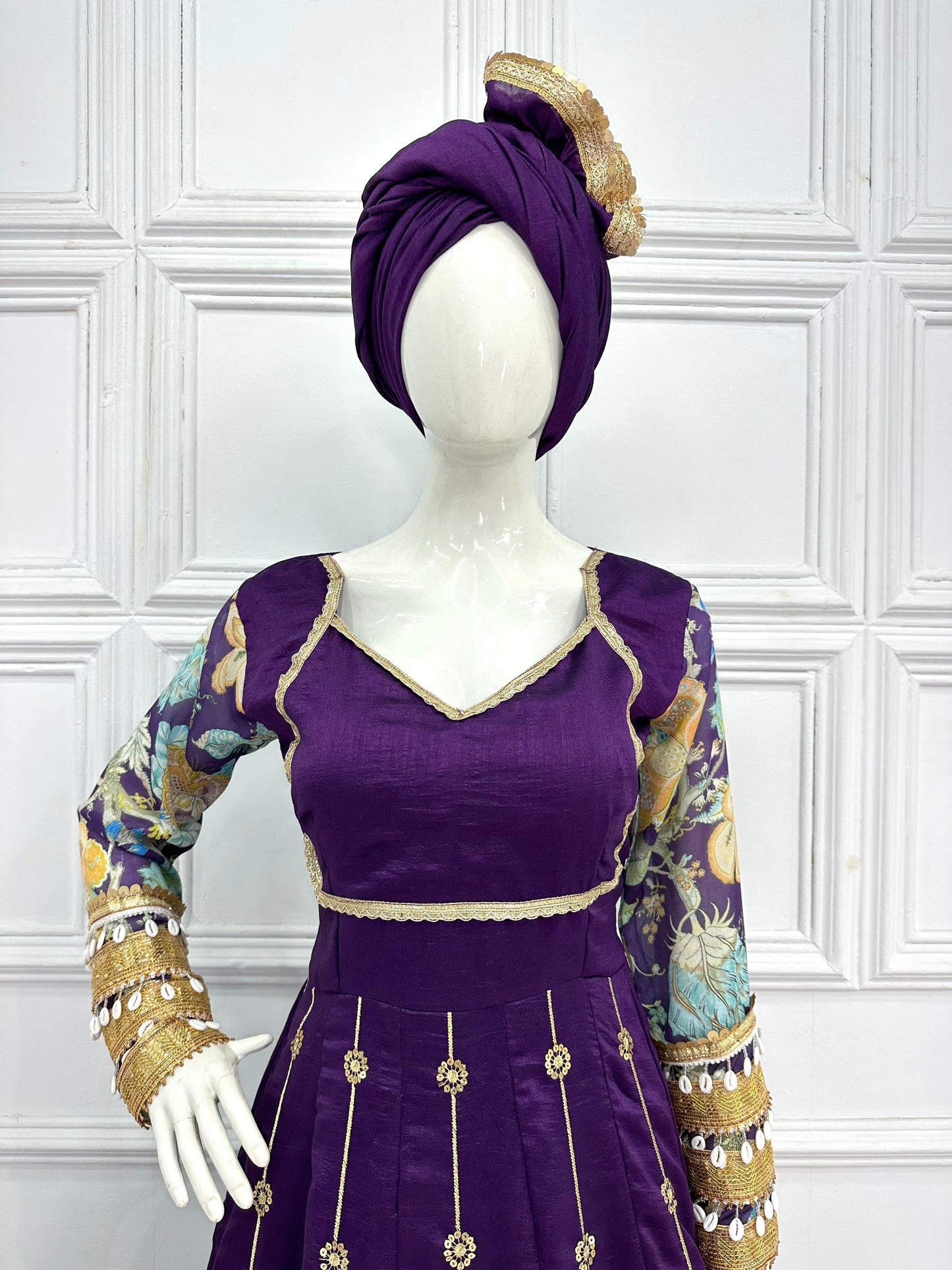GOWN WITH DUPATTA & FULL EMBROIDERED ON BLOOMING VICHITRA FABRIC🥻