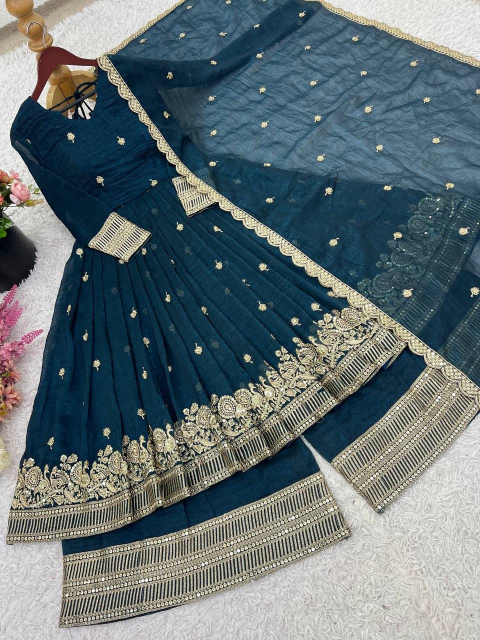 Elegant Heavy Embroidered Sequence Work Set