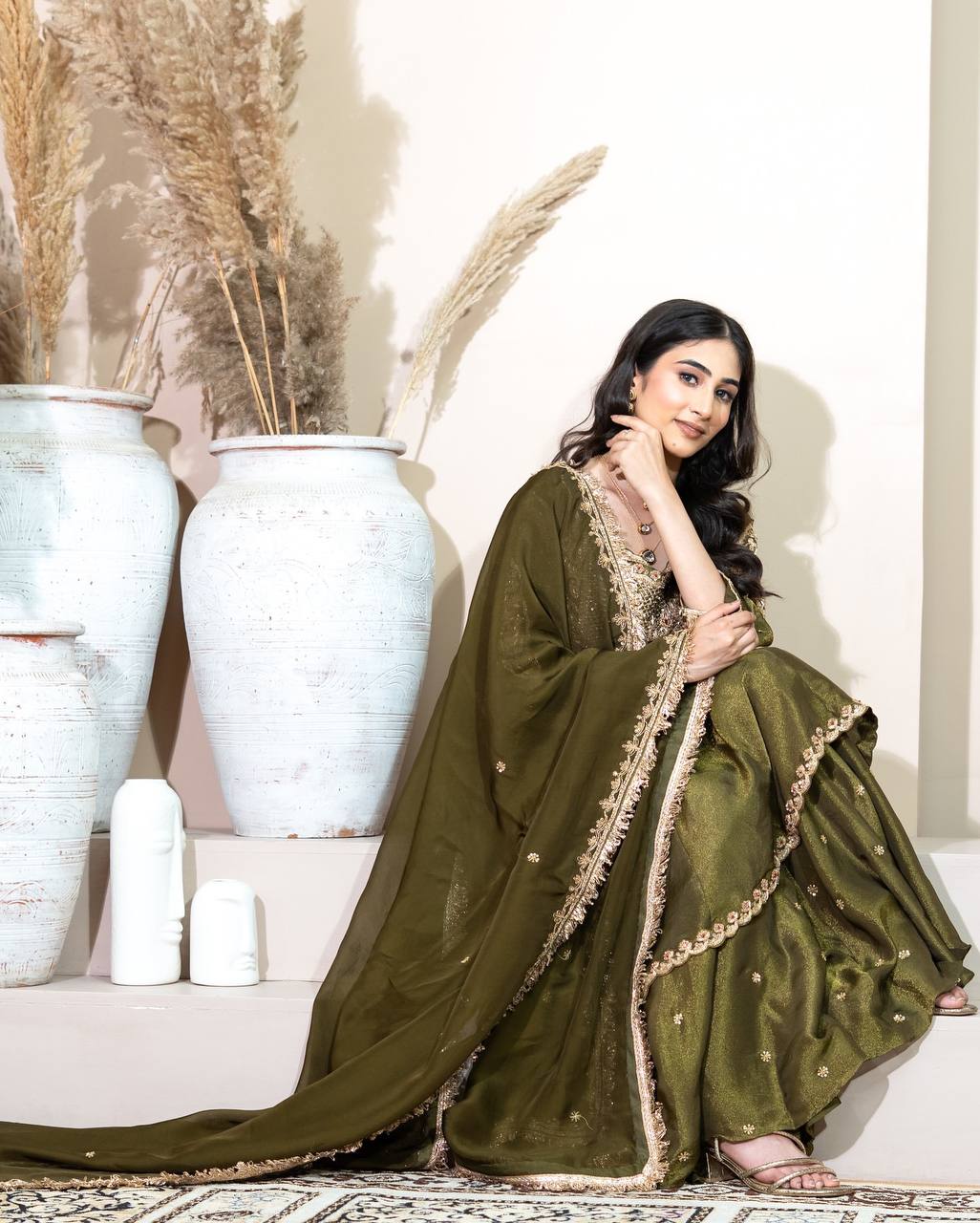 French Crep Silk Top-Bottom And Dupatta
