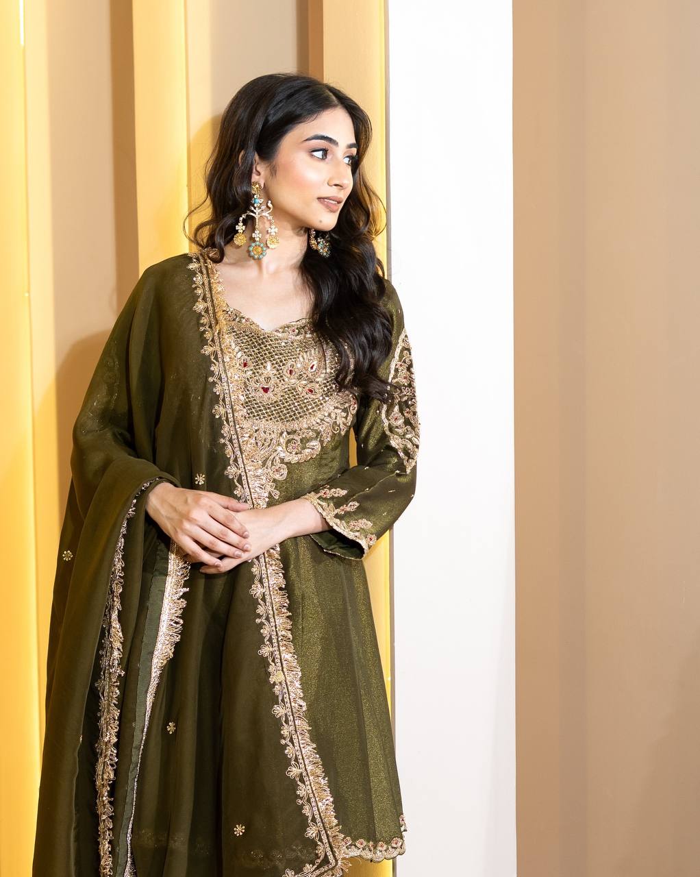 French Crep Silk Top-Bottom And Dupatta