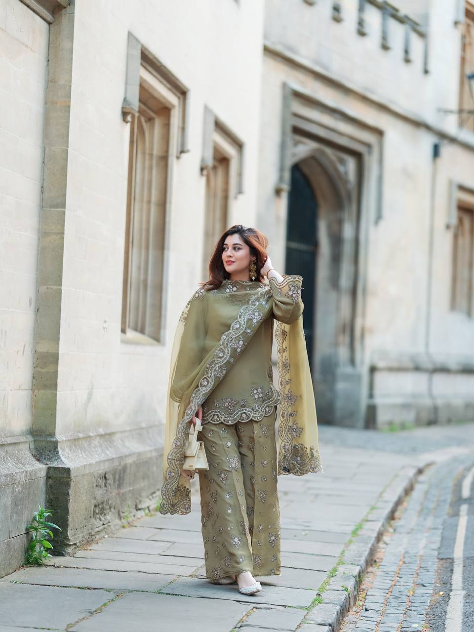 French Crep Silk Top-Bottom And Dupatta Set