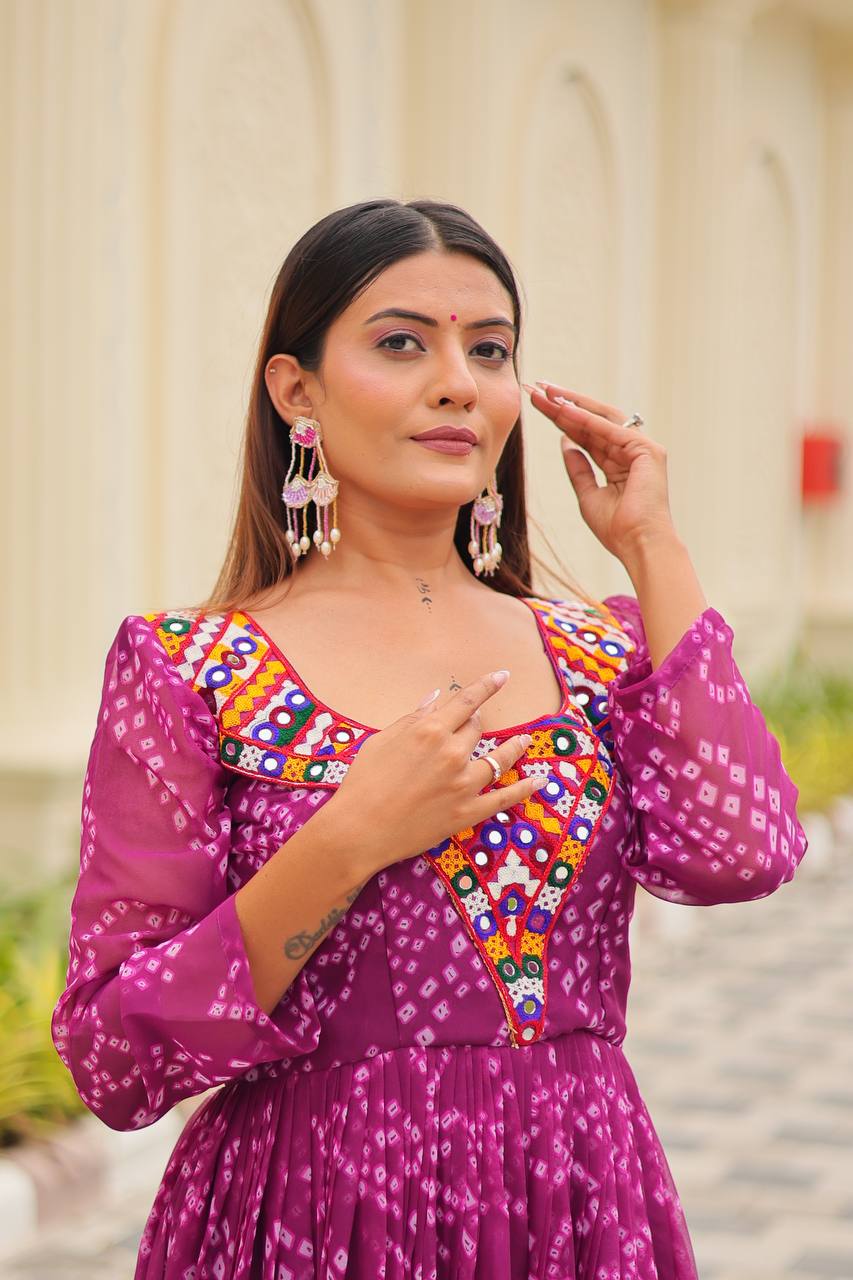 Navratri Special Gamathi Work Gown