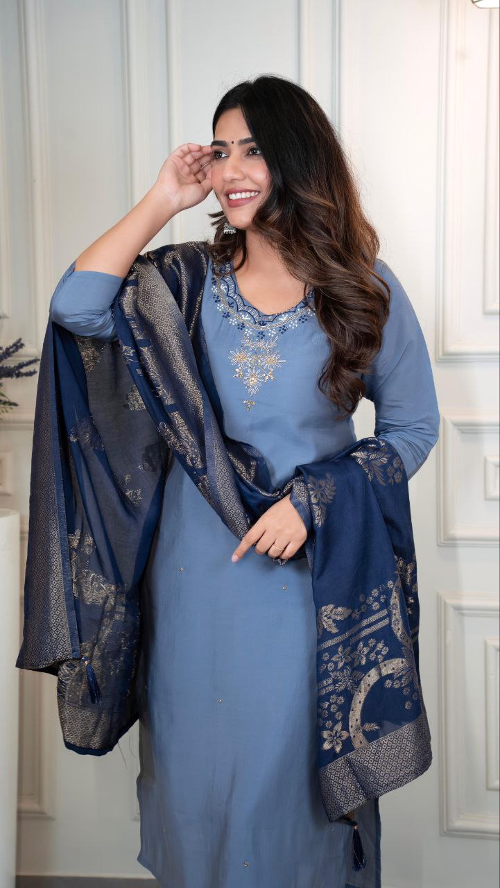 New Designers Kurti Pent Dupatta Set