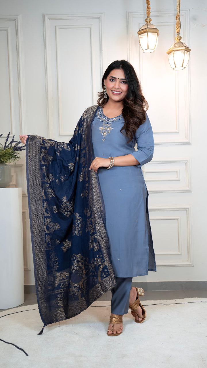 New Designers Kurti Pent Dupatta Set
