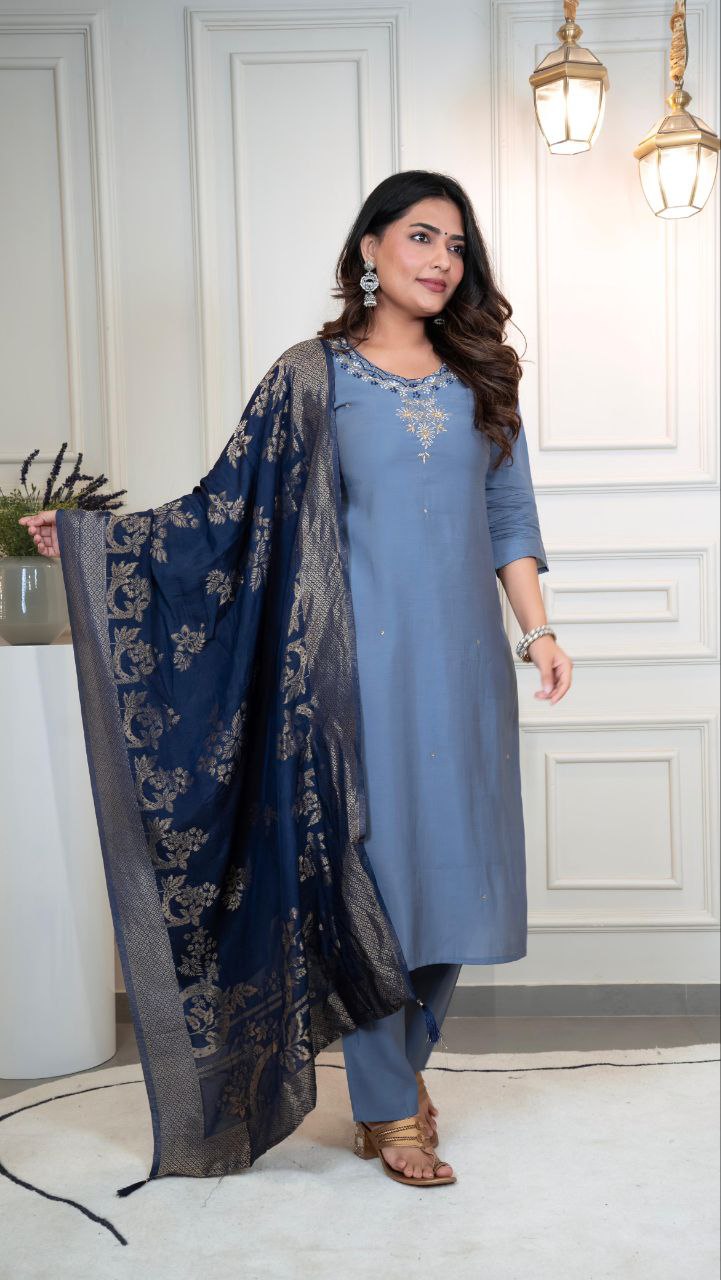 New Designers Kurti Pent Dupatta Set