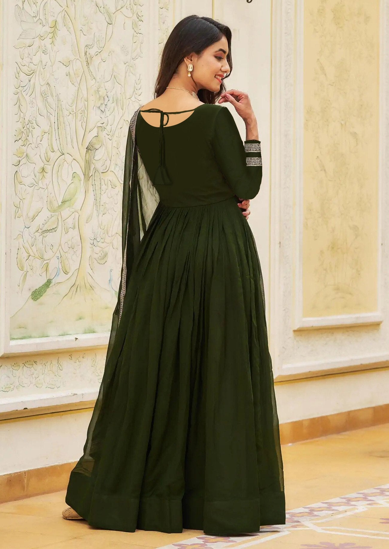 Embroidered Georgette Stitched Anarkali Gown