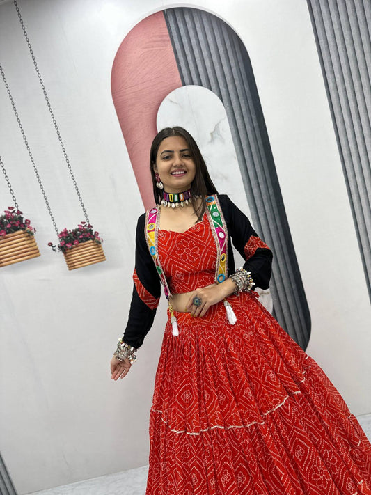 Navratri Special Lehenga Choli with 9 meter Big Flair With *Jacket👗💌🥢💃🏿