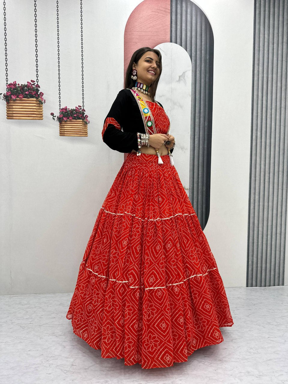 Navratri Special Lehenga Choli with 9 meter Big Flair With *Jacket👗💌🥢💃🏿