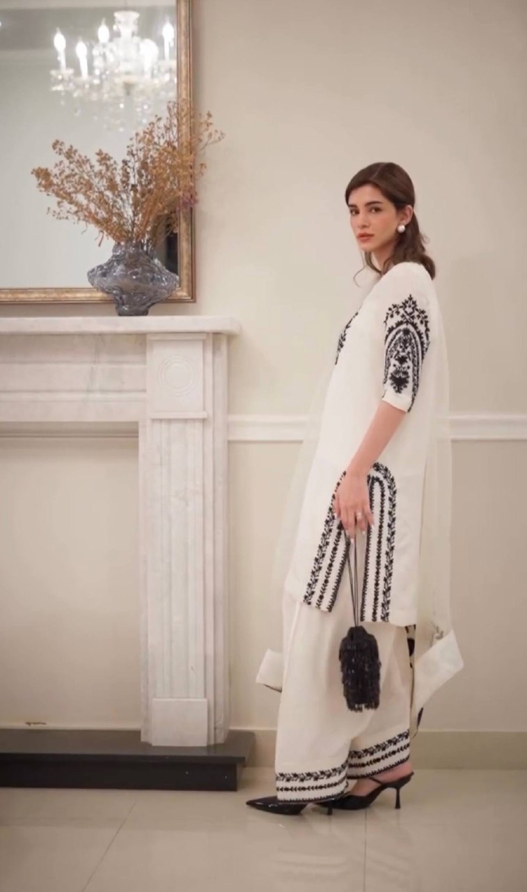 Pure Natural Crepe Top & Farshi Palazzo With Dupatta set