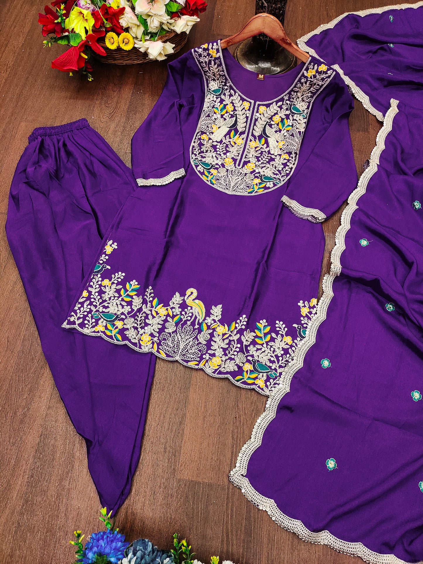 Embroidered Dhoti Suit With Coding Sequence Embroidered Work