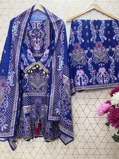 TOP WITH PRINTED WORK WITH HAND WORK WITH PLAZO AND DUPATTA SET