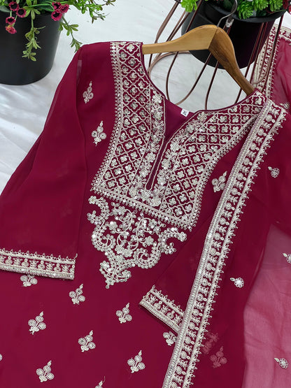Elegant Embroidered Sequence Designer Sharara Set
