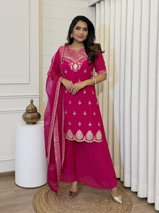 Embroidered Sequence Short Kurti Set