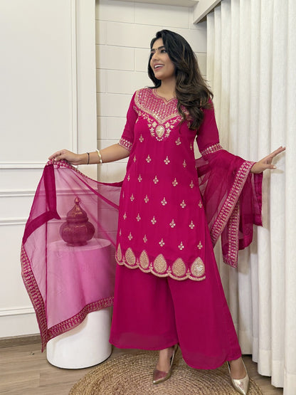 Embroidered Sequence Short Kurti Set
