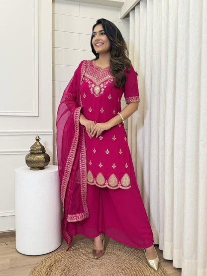 Embroidered Sequence Short Kurti Set