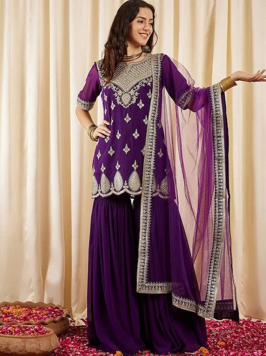 Embroidered Sequence Short Kurti Set