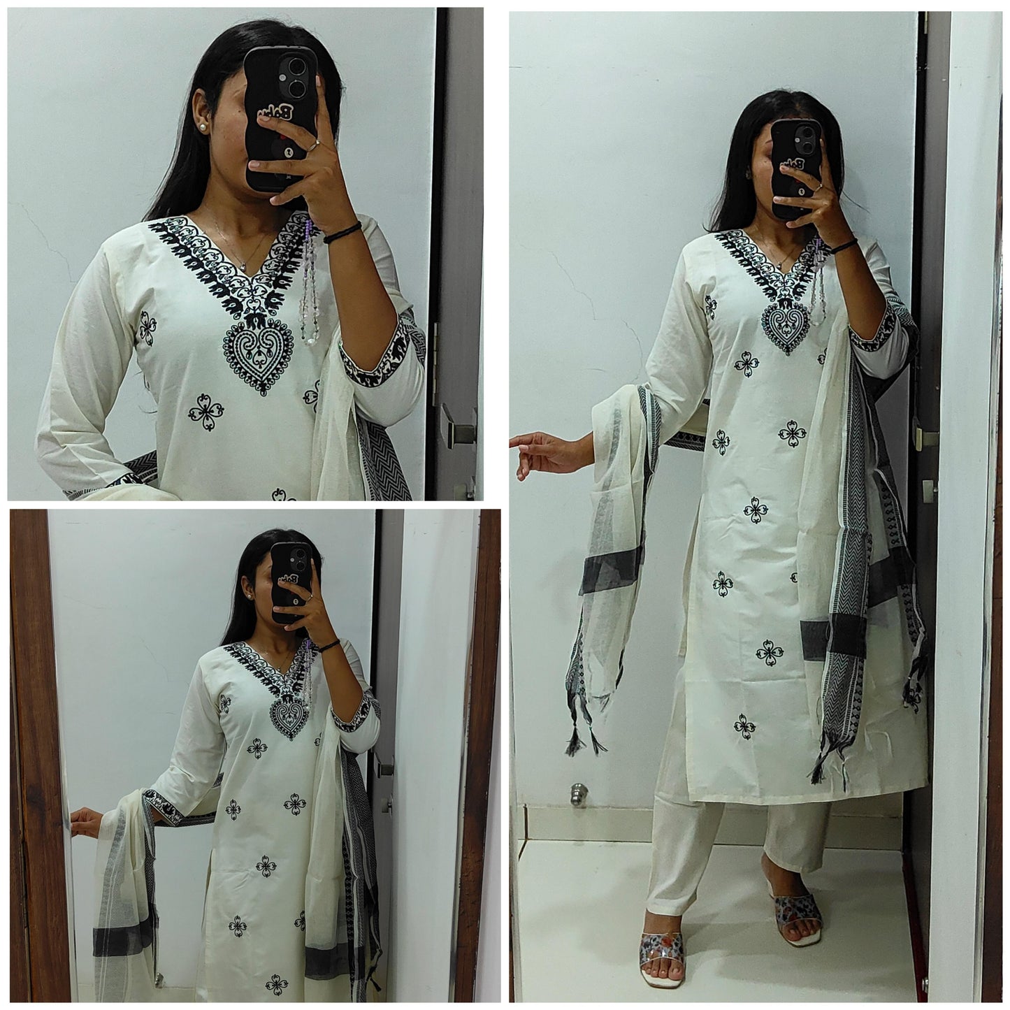Khadi Cotton Kurti Pent Dupatta Set