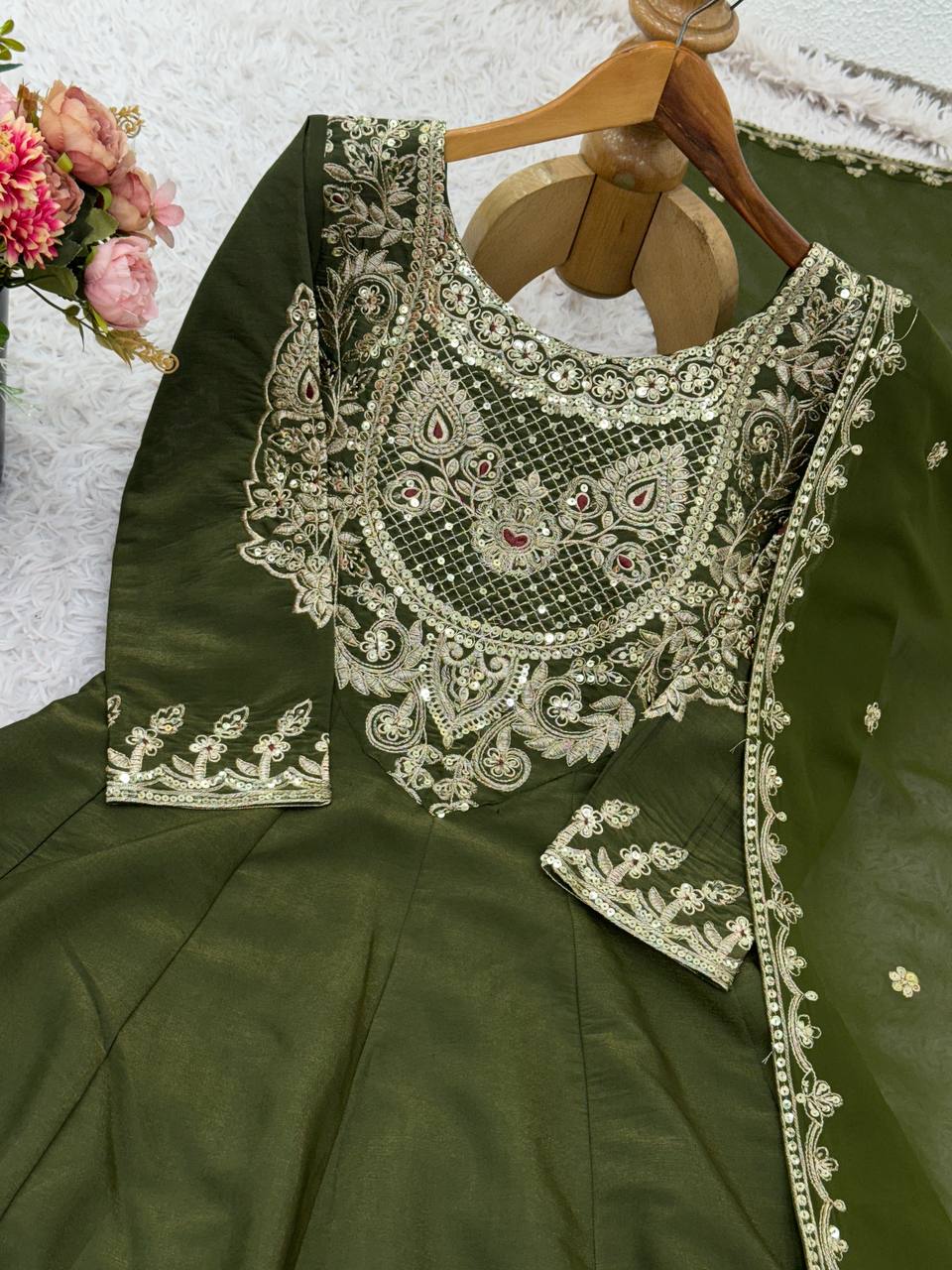 French Crep Silk Top-Bottom And Dupatta