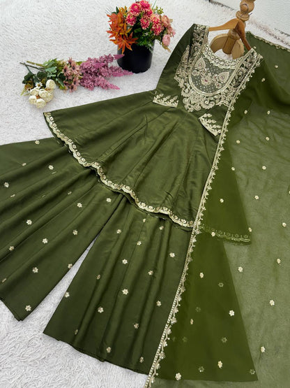 French Crep Silk Top-Bottom And Dupatta