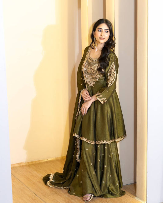French Crep Silk Top-Bottom And Dupatta