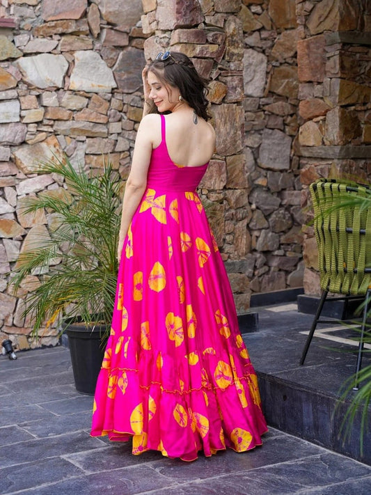 Pink floral print fit & flare dress