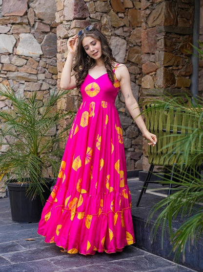 Pink floral print fit & flare dress