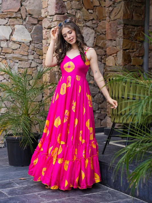 Pink floral print fit & flare dress