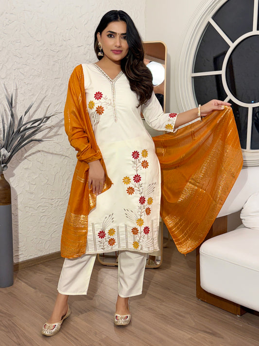 Embroidered Cotton Silk Kurtie