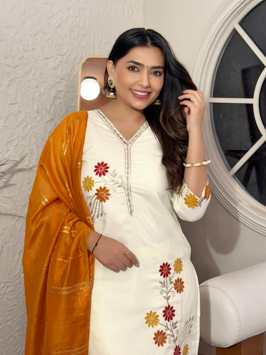 Embroidered Cotton Silk Kurtie