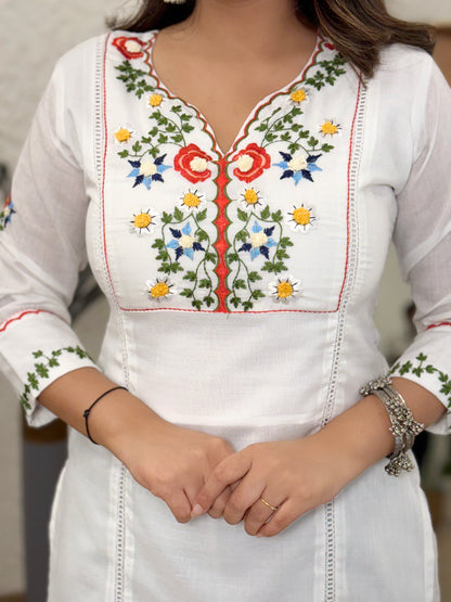 Embroidered & Khatli Hand Work Kurti