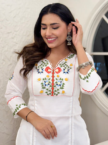 Embroidered & Khatli Hand Work Kurti
