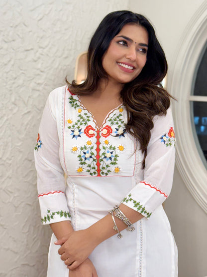 Embroidered & Khatli Hand Work Kurti