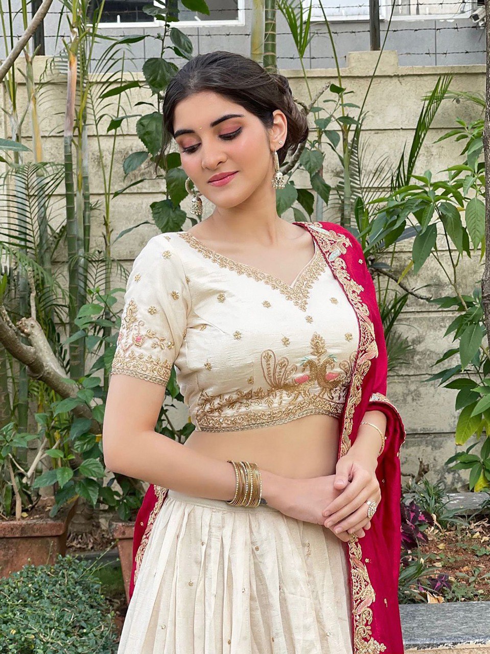 Embellished Semi Stitched Lehenga Choli  (White)