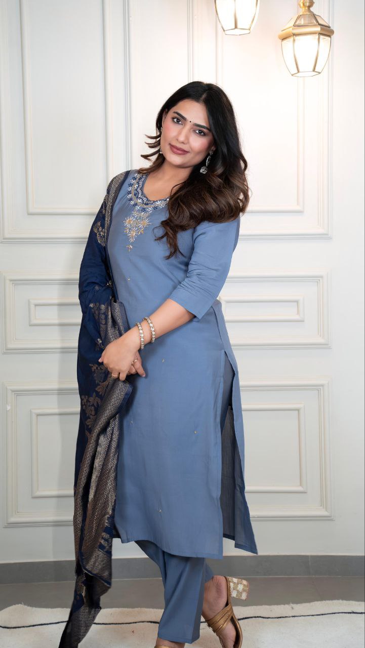 New Designers Kurti Pent Dupatta Set