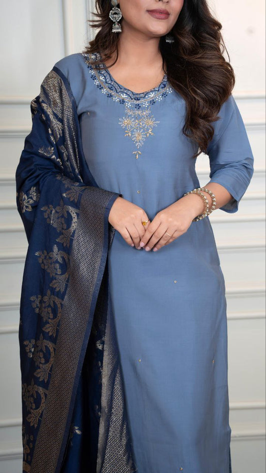 New Designers Kurti Pent Dupatta Set