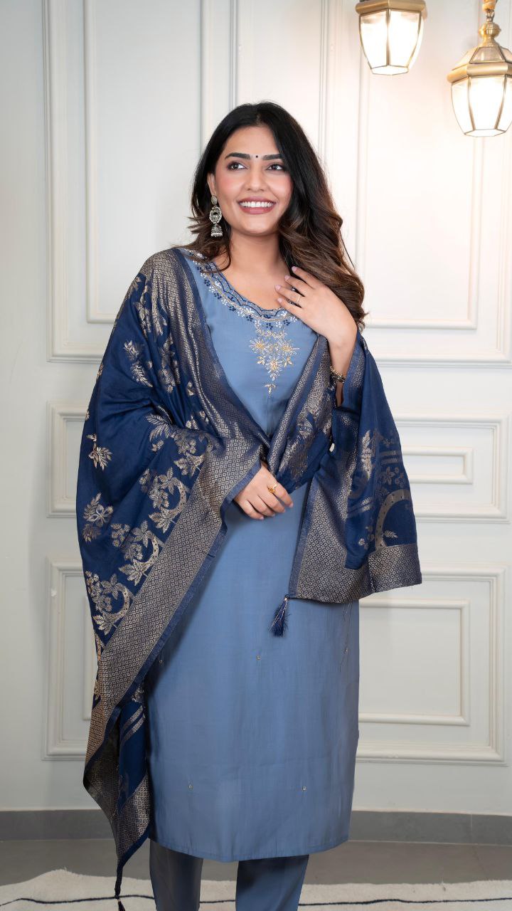 New Designers Kurti Pent Dupatta Set