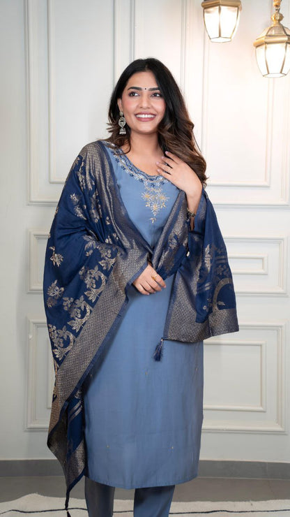 New Designers Kurti Pent Dupatta Set