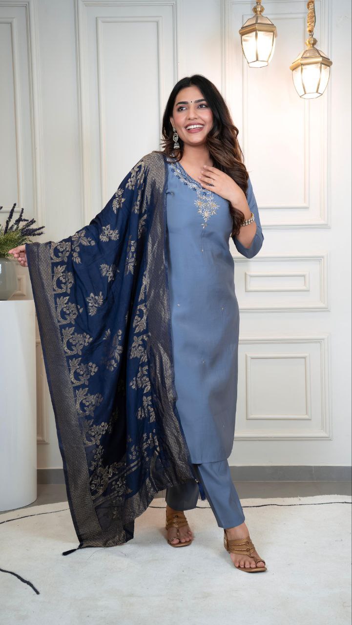 New Designers Kurti Pent Dupatta Set