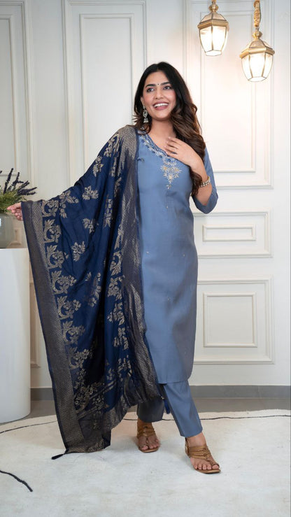 New Designers Kurti Pent Dupatta Set